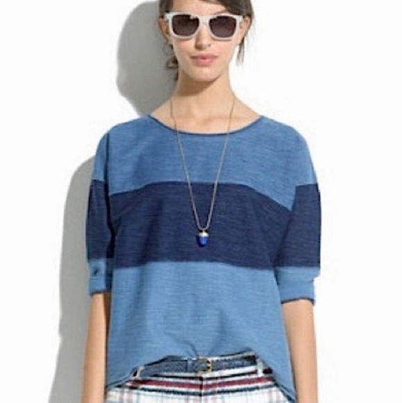 Madewell Tops - Madewell indigo ink colorblock boxy denim top